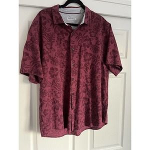 Tommy Bahama Camp Shirt Perfect Score Floral Chili Pepper Red XL